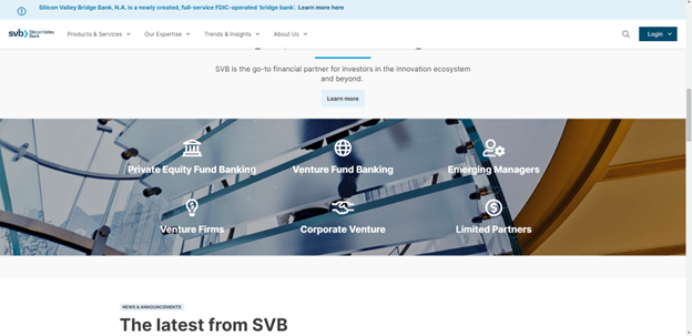 Silicon Valley Bank (SVB) Website