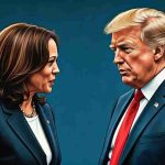 Harris and Trump facing off in pastel